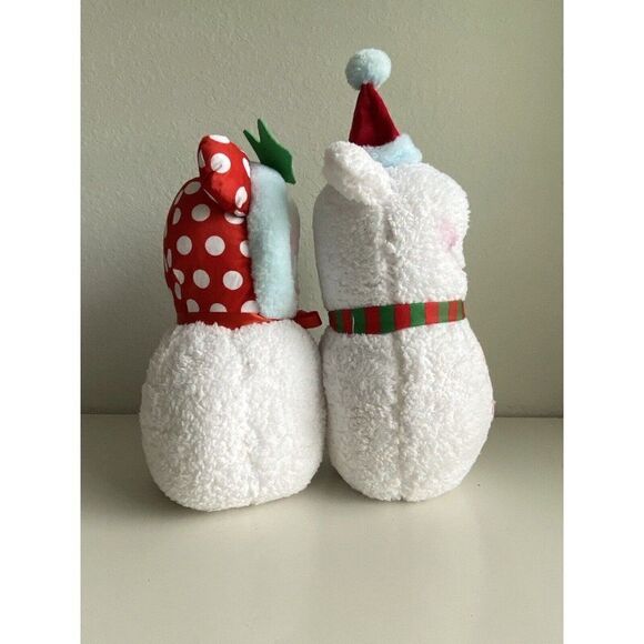 Set Of 2 Disney Mickey And MinnieChristmas Greeter Porch Holiday Sherpa Snowman - Picture 4 of 10